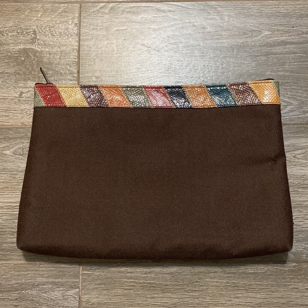 vintage brown bag with snakeskin trim
